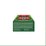 Bottom view of the Scentsicles 'White Winter Fir' scented ornament packaging. The green box displays safety warnings and usage instructions in both English and French. It includes details on avoiding contact with eyes and skin, keeping the product out of reach of children and pets, and safe disposal. The red label on top highlights the product's purpose, making trees smell fresh-cut, with an image of the white star ornament prominently featured.