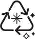 Recycling symbol with a star, representing eco-friendly, recyclable scented sticks.