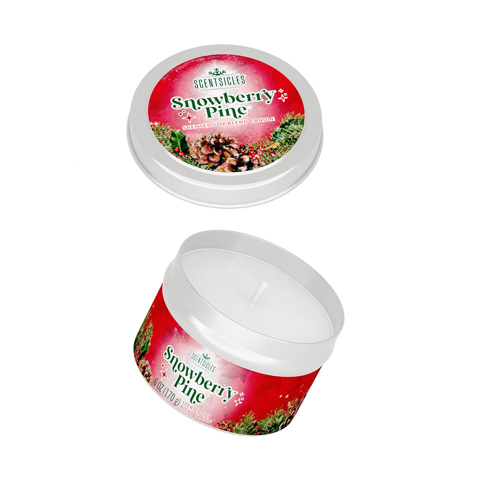 Scentsicles, 6oz Candle Tin, Snowberry Pine