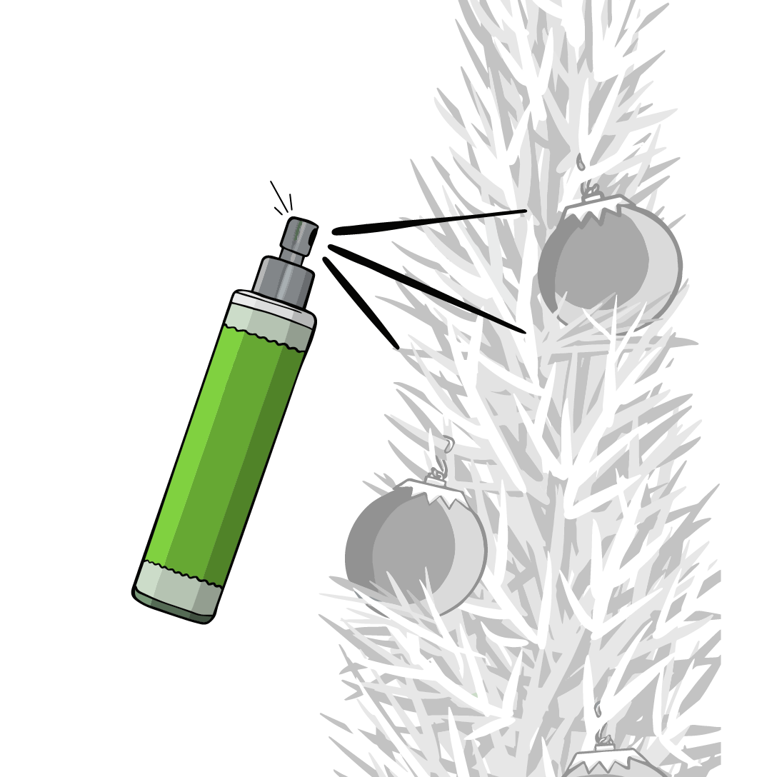 Scentsicles Scent Mister spraying fresh Christmas tree fragrance on an artificial tree, bringing the authentic holiday scent to seasonal decor.