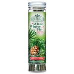 Scentsicles White Winter Fir scented ornaments bottle with six ornaments and hooks, featuring the fresh and natural fragrance of a winter fir tree.