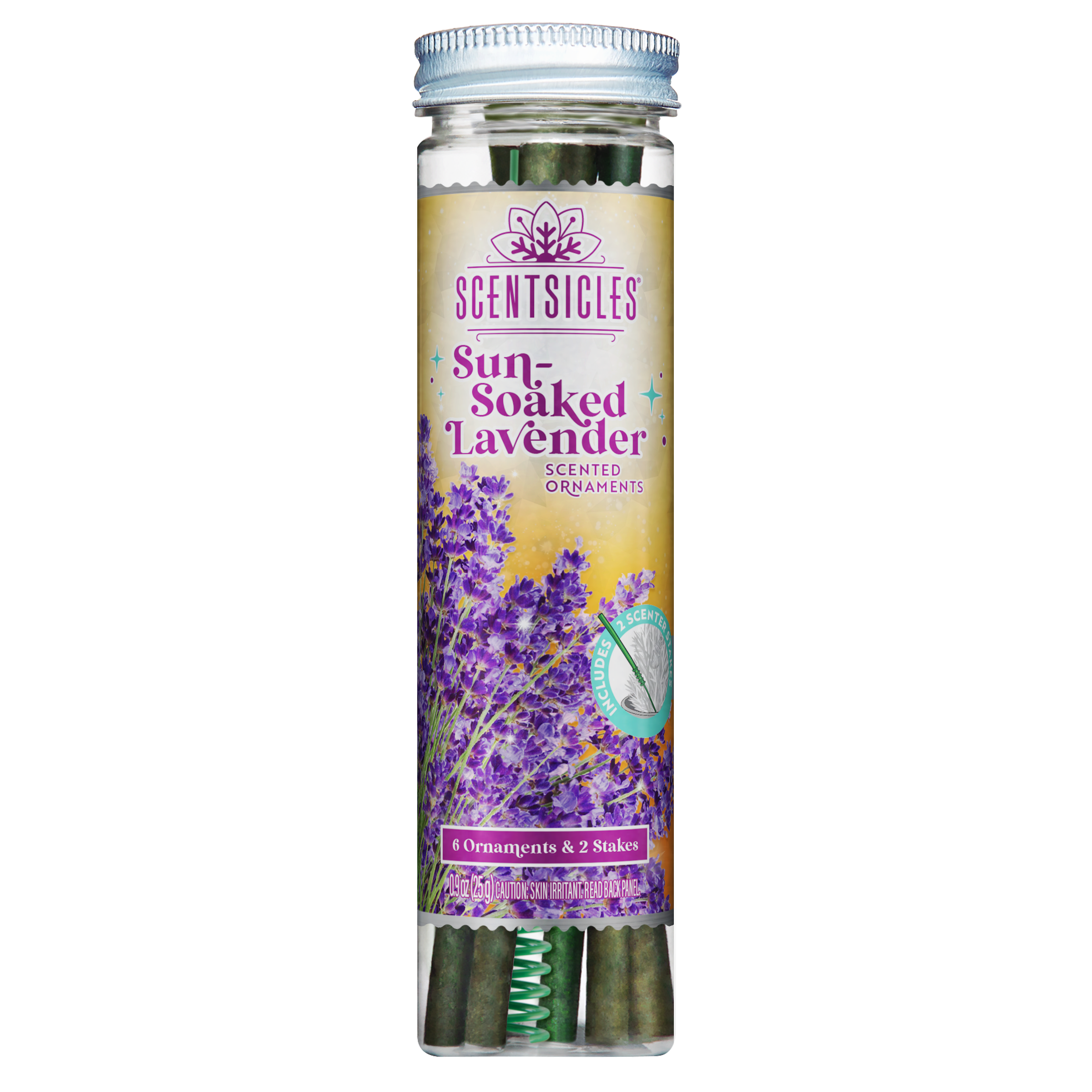 Scentsicles Scented Ornament Sticks, Sun Soaked Lavender, 6ct Bottle