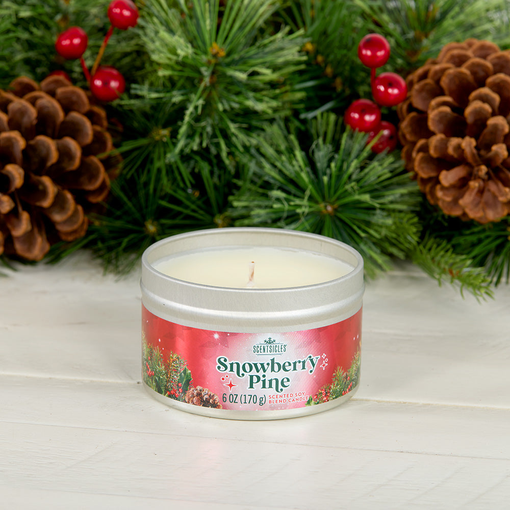 Scentsicles, 6oz Candle Tin, Snowberry Pine