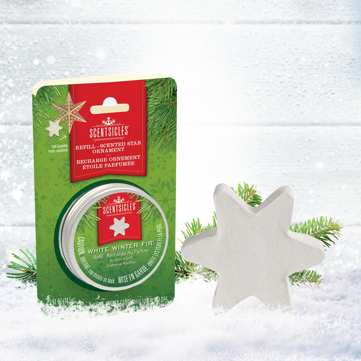 Scented Star Ornament Refill, White Winter Fir, Star-Shaped Fragrance-Infused Recyclable Paper