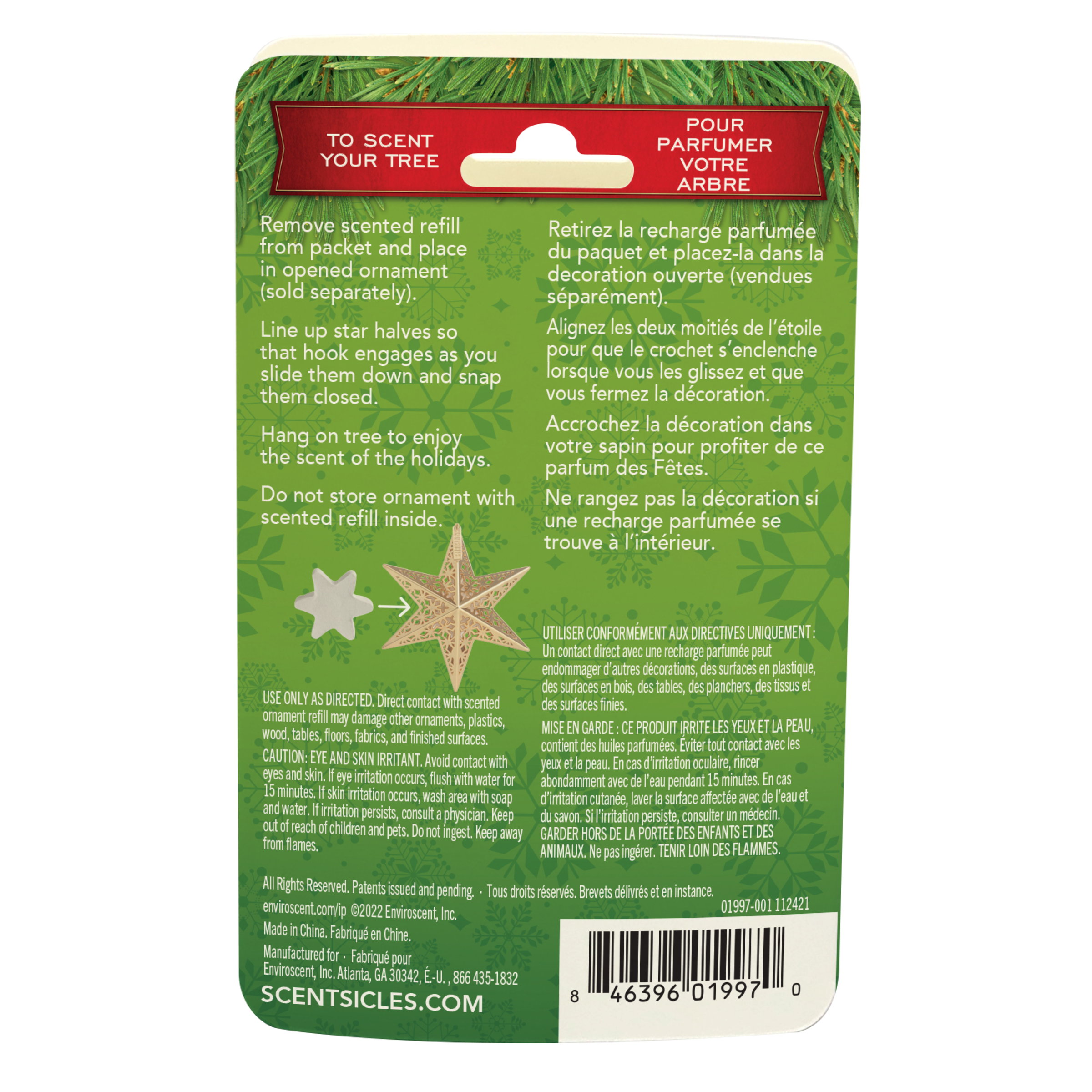 Scented Star Ornament Refill, White Winter Fir, Star-Shaped Fragrance-Infused Recyclable Paper