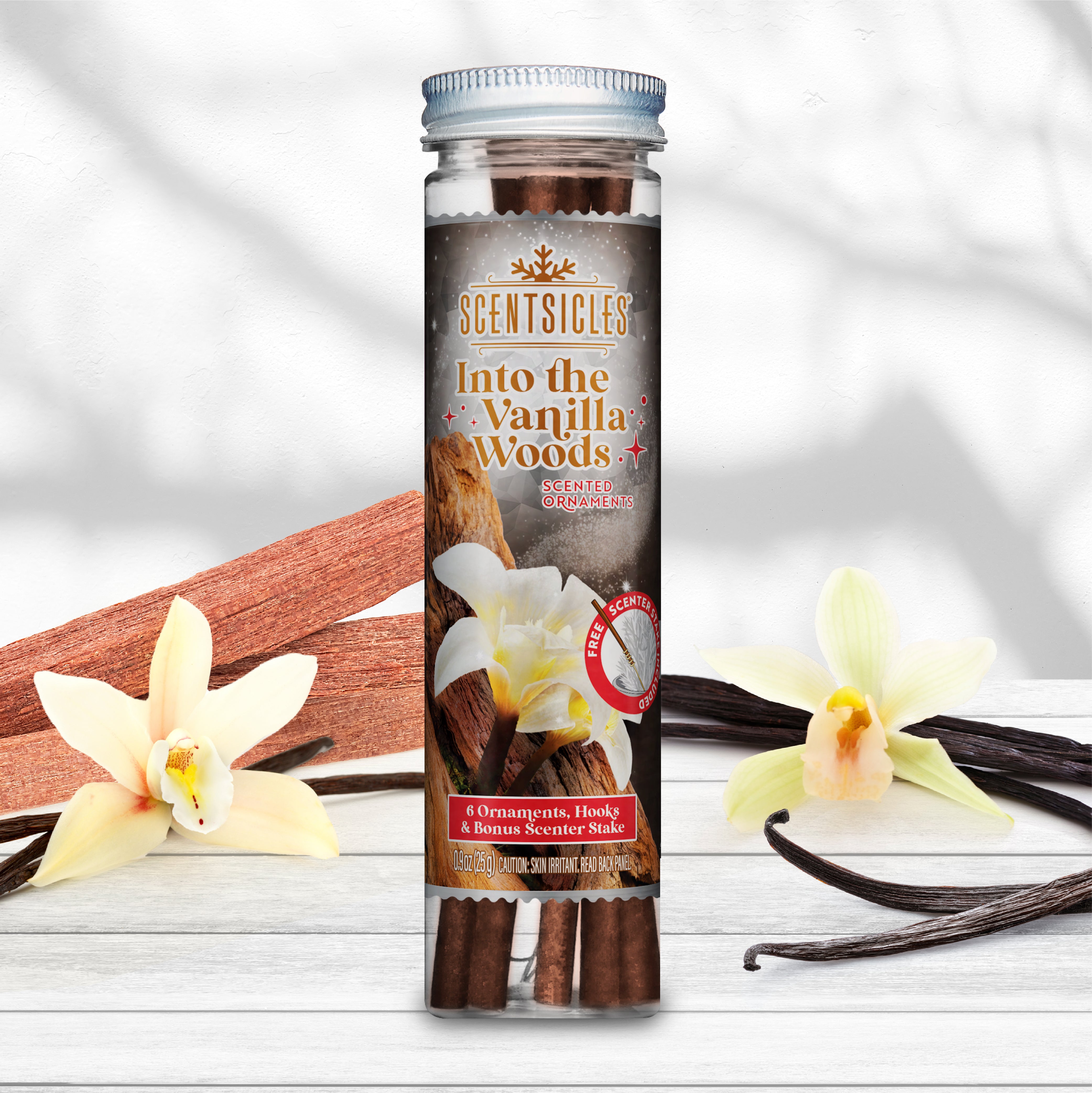 Scentsicles Scented Ornament Sticks, Into the Vanilla Woods, 6ct Bottle