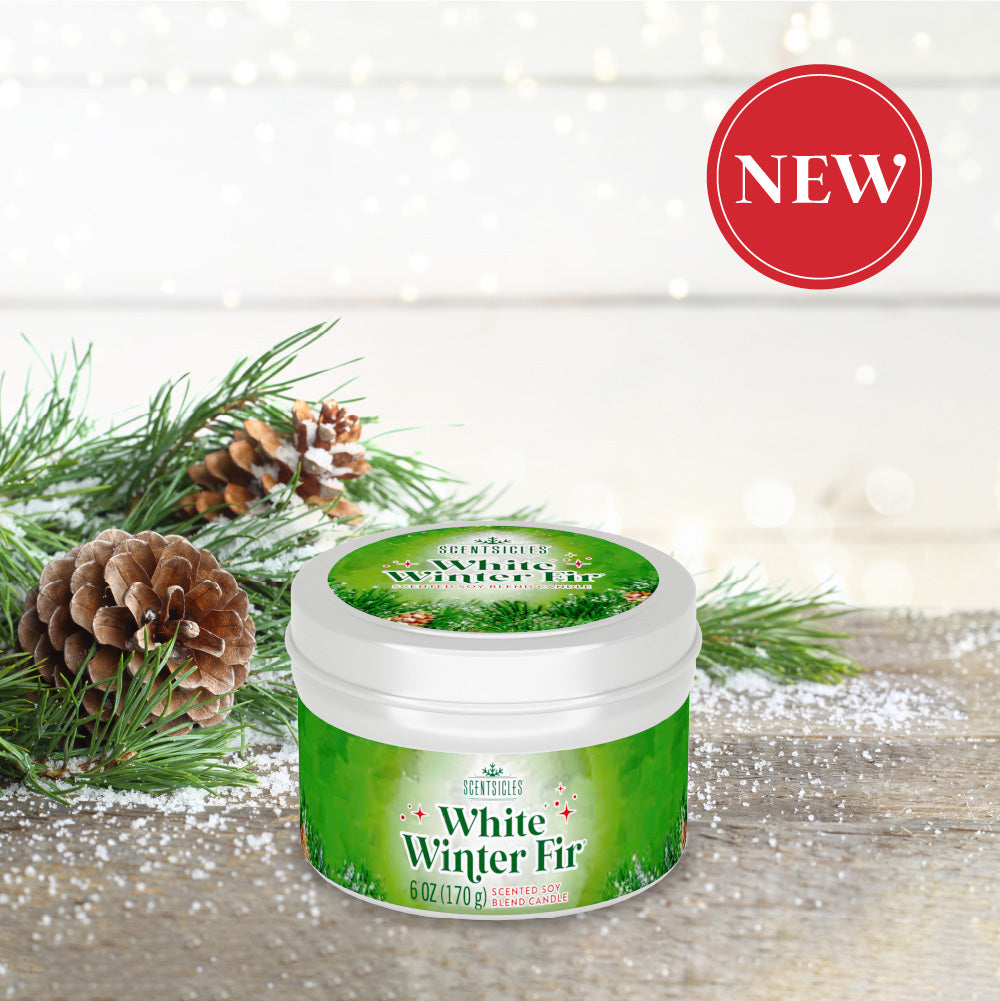 Scentsicles, 6oz Candle Tin, White Winter Fir